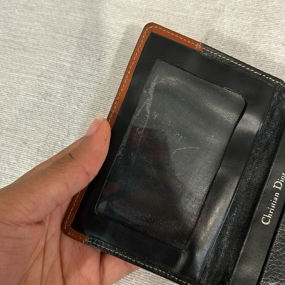 Christian Dior card brown leather slim/cards wallet unisex